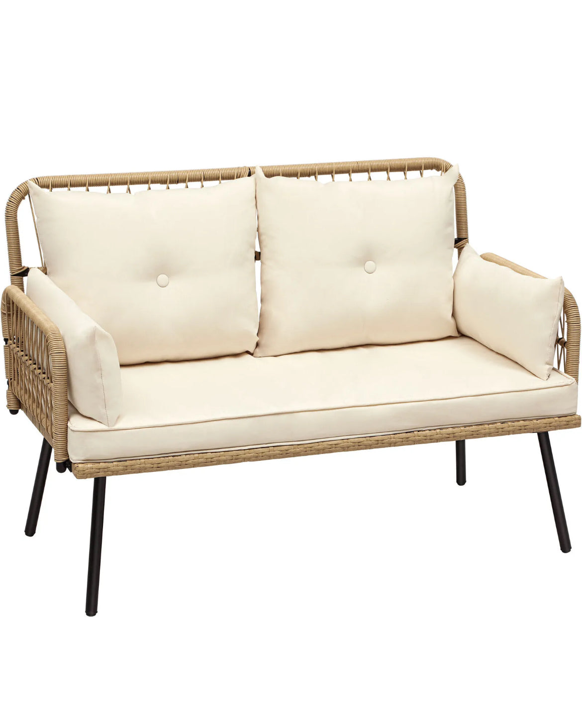 Wicker Patio Love Seat for Sunroom Deck or Garden - Suitable for Indoor/ Outdoor