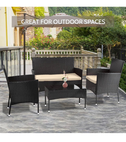 Brand New- 4-Piece Wicker Patio Conversation Set With Table - Outdoor Furniture set