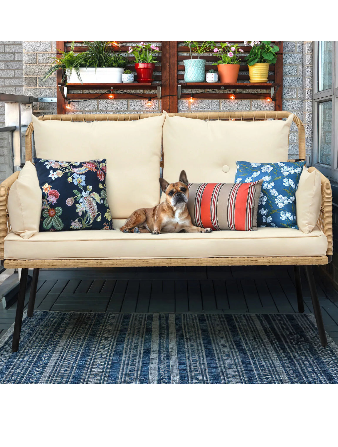 Wicker Patio Love Seat for Sunroom Deck or Garden - Suitable for Indoor/ Outdoor