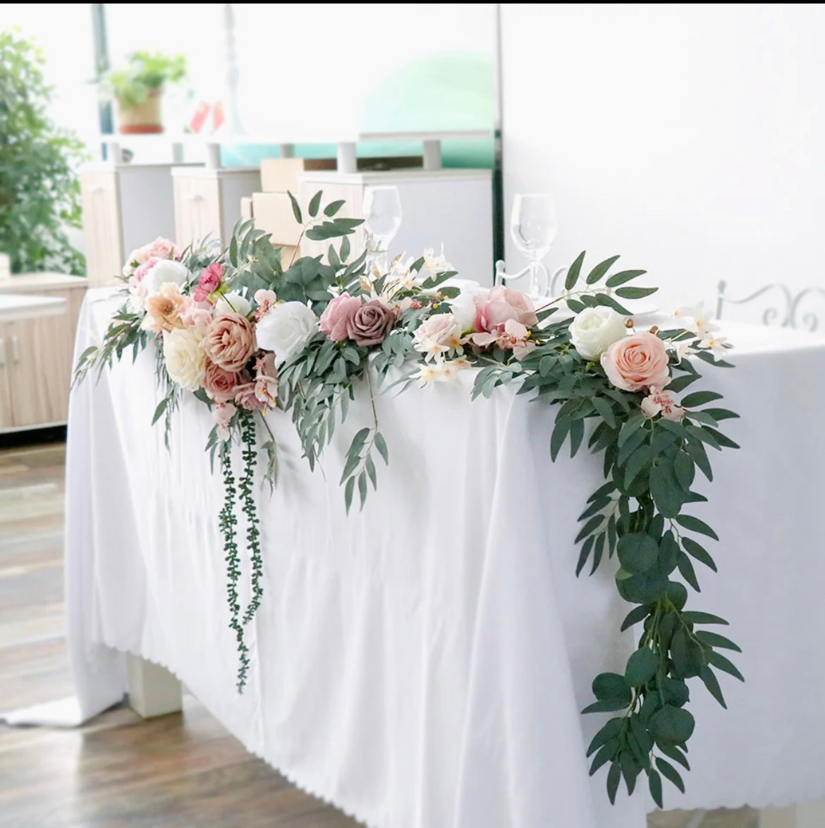 Dusty Rose Collection for Sale- Arch Swag and Table Floral Arrangement for Events - Easy to Use Ready Swag Decorations