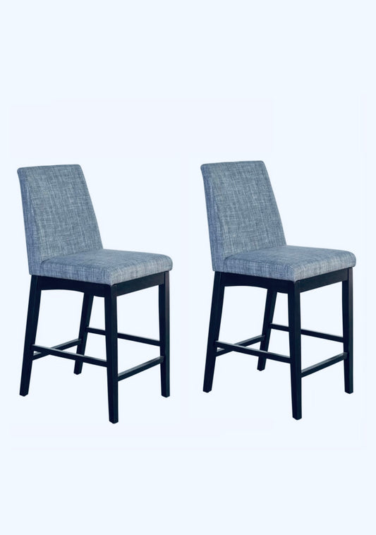 Set of 2 - Counter Height Chairs Upholstered in Grey Fabric